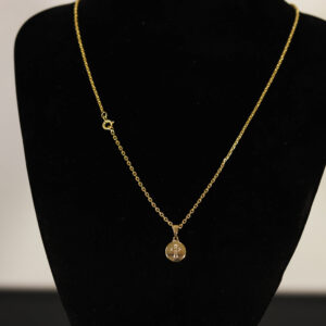CONJUNTO CARTIER CADEADO (2MM) + PINGENTE PLACA REDONDA CRUZ