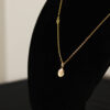 CONJUNTO CARTIER CADEADO (2MM) + PINGENTE PLACA REDONDA CRUZ - Imagem 2