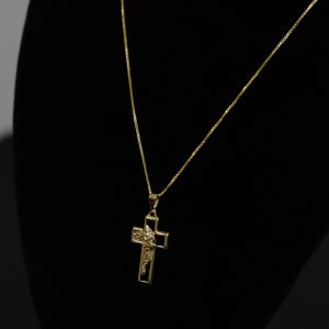 CONJUNTO VENEZIANA+ PINGENTE CRUZ FACE DE CRISTO