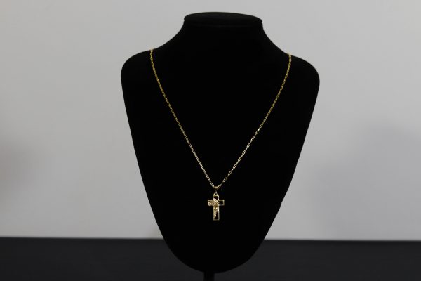 CONJUNTO CARTIER (2MM) + PINGENTE CRUZ FACE DE CRISTO - Imagem 2