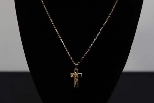 CONJUNTO CARTIER (2MM) + PINGENTE CRUZ FACE DE CRISTO - Imagem 3