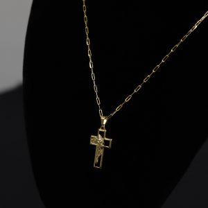 CONJUNTO CARTIER (2MM) + PINGENTE CRUZ FACE DE CRISTO