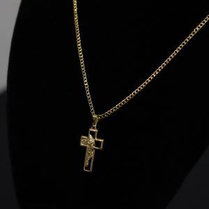 CONJUNTO GRUMET 3MM + PINGENTE CRUZ FACE DE CRISTO