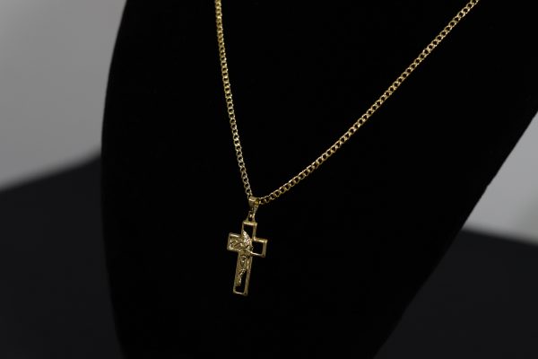 CONJUNTO GRUMET 3MM + PINGENTE CRUZ FACE DE CRISTO