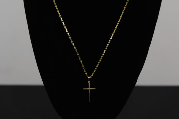 CONJUNTO CORRENTE CARTIER 2MM + PINGENTE CRUZ PALITO - Image 3