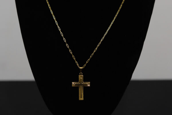 CONJUNTO CORRENTE CARTIER 2MM + PINGENTE CRUZ ALTO RELEVO - Image 3