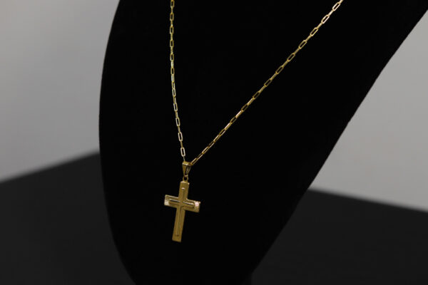 CONJUNTO CORRENTE CARTIER 2MM + PINGENTE CRUZ ALTO RELEVO