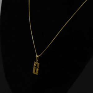 CONJUNTO VENEZIANA + PINGENTE PLACA CRUZ VAZADA