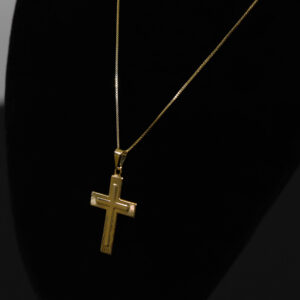 CONJUNTO VENEZIANA + PINGENTE CRUZ ALTO RELEVO