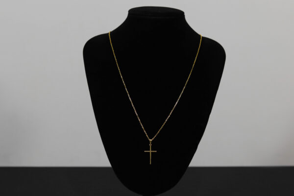 CONJUNTO CARTIER ELO CHAPADO + PINGENTE CRUZ PALITO - Image 2