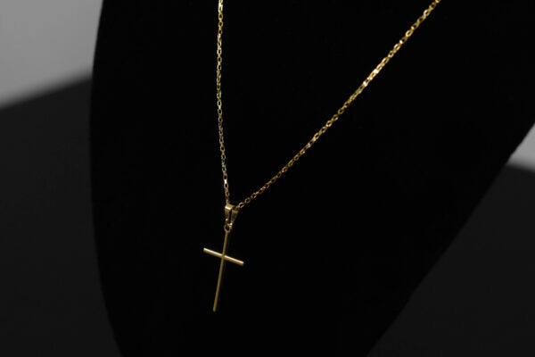 CONJUNTO CARTIER ELO CHAPADO + PINGENTE CRUZ PALITO