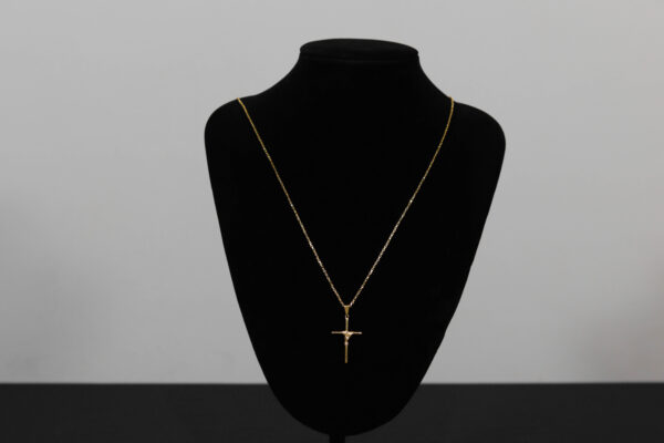 CONJUNTO CARTIER ELO CHAPADO + PINGENTE CRUZ TRANÇADA - Image 2