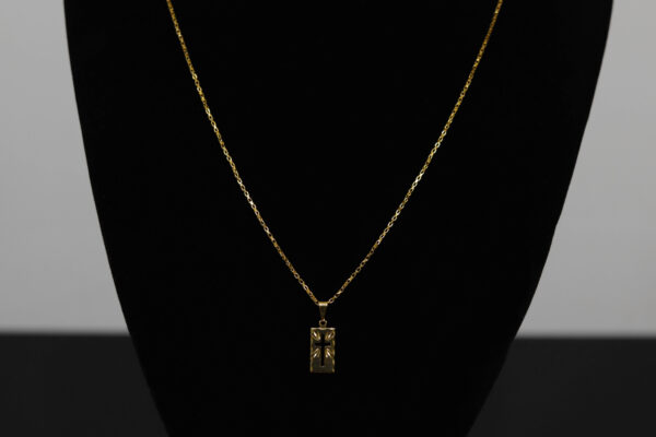 CONJUNTO CARTIER ELO CHAPADO + PINGENTE PLACA CRUZ VAZADA - Image 3